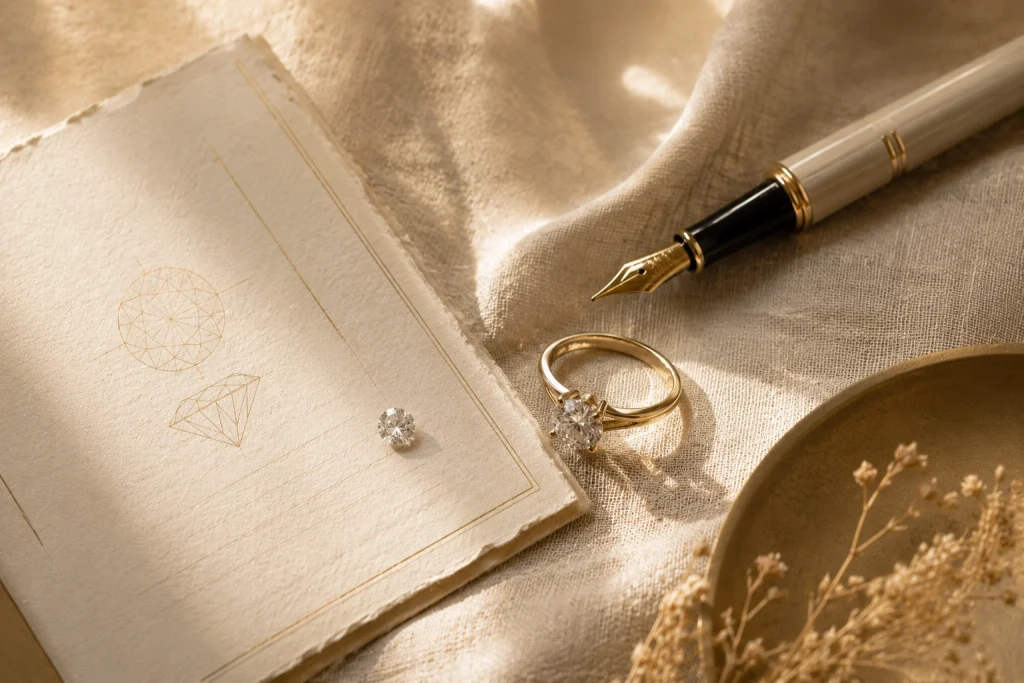 A ring and a diamond certificate